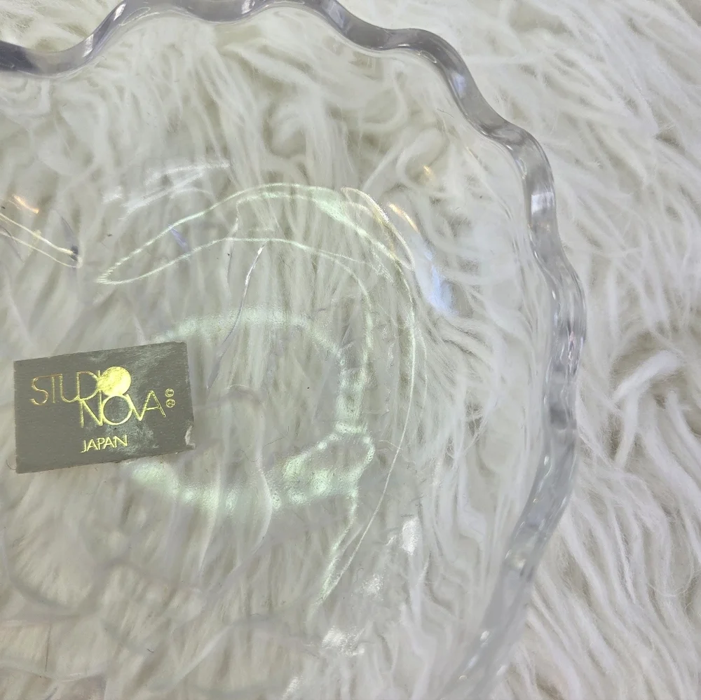 Mikasa Studio Clear Frosted Heart Shape Floral Crystal Glass Bowl Candy Dish
